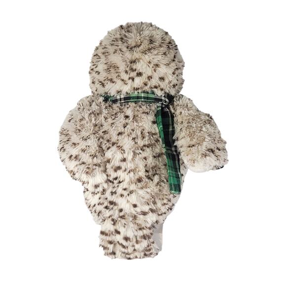 Plush Owl Toy with Green Plaid Scarf, Realistic Stuffed Animal - 11 Inches - Picture 3 of 11